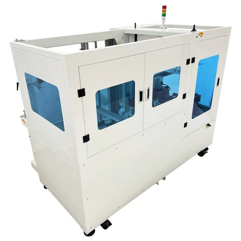 Automatic Carton Sealer And Tape Sealer 220V For Fast Box Packing, Handles 8 To 15 Boxes Per Minute, Fits Cartons 11 To 21.7 Inches Long And 6.7 To 19.7 Inches High, 20 Meters Per Minute Sealing Speed, Fully Auto With Smart Touchscreen, white enclosed unit