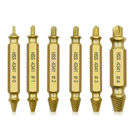 6 Piece Damaged Screw Extractor Set With HSS Material For Stripped And Broken Screws And Bolts, DIY Friendly Pro Grade Drill Bit Kit