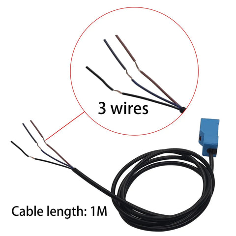 Inductive Proximity Sensor Switch 4mm Sensing Range NPN Normally Closed NC Output 3 Wire DC 10 To 30V 5 Pack Iron Detection cable view