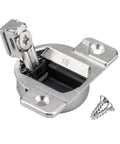 8 Pack Self Closing Cabinet Hinges Replacement, 110 Degree Concealed Pivot Hinges, detailed close-up of hinge with screws.