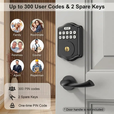 Keyless Entry Door Lock With Electronic Keypad And Voice Guidance Smart Deadbolt Auto Lock Anti Peeping Password Backlit Display No Sweat Home Install For Front Doors