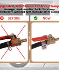 Comparison of motorcycle fuel cutoff valve before and after upgrade with Universal Motorcycle Gas Tank Repair Kit 2L Auxiliary Fuel Tank.