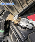 Heavy Top Post Battery Terminal Connector Adapter Rock Solid Galvanized Steel For Smoother Starts And Reliable Power Transfer installed on car battery