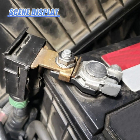 Heavy Top Post Battery Terminal Connector Adapter Rock Solid Galvanized Steel For Smoother Starts And Reliable Power Transfer installed on car battery