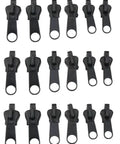 18 Piece Black Zipper Pull Replacement Set With Detachable Universal Sliders And Fixers For Size 5 Zippers, Repair Kit for Jackets