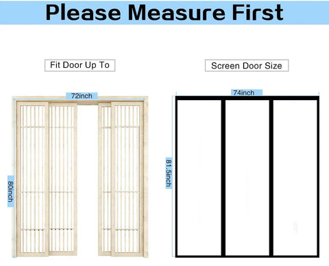 Diagram showing dimensions for Magnetic Insulated Door Curtain With Self Closing Keeps Warm Air In And Cold Air Out, fits 72x80 door