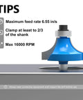 Badass 15 Piece Router Bit Set Featuring Quarter Inch Shank And Dense Tungsten Carbide Tips For Shaping Baseboards Cabinets And Dressers Heavy Duty Aluminum Case Delivers Serious Bang For Your Buck, close-up of router bit with blue tip.