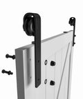 60 Inch By 84 Inch Sliding Barn Door Set With Hardware Kit White Primed Solid Wood And MDF Panel Pre Drilled V Frame