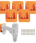 5-pack 18V Li-Ion Drill Mount Holder Rugged Heavy Duty ABS Wall Dock Hanger with screws visible