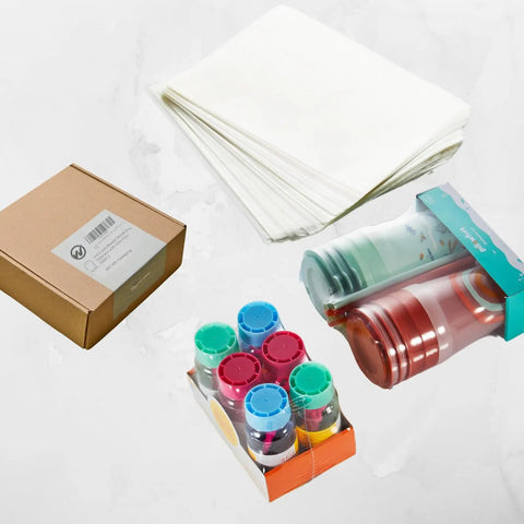 8X12 Inch Odorless Heat Shrink Wrap Bags 500 Count With Vents Hella Thick 100 Gauge PVC Film used for packaging and securing multiple items.