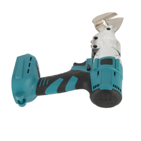 Heavy Duty Cordless Electric Metal Shears With 360 Degree Rotating Head, view of powerful handheld shears with metal blade.