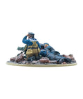 Soviet Naval Brigade Medium MG Team 28mm WWII Miniature for Bolt Action wargaming, resin figures on rocky base