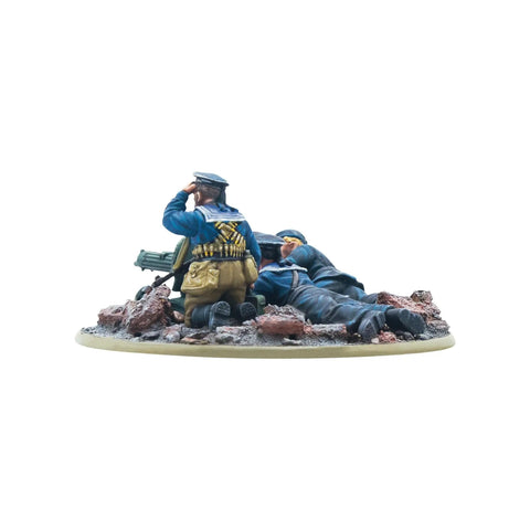 Soviet Naval Brigade Medium MG Team 28mm WWII Miniature for Bolt Action wargaming, resin figures on rocky base
