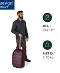 Osprey Ozone 2-Wheel carry-on rolling suitcase in burgundy with trolley handle