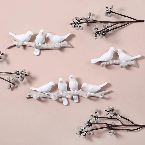 Five Hook Wall Mounted Coat Rack With Decorative Bird Design Built To Hold Heavy Gear Smoothly Perfect For Entryway And Bedroom Storage To Keep Your House Neat And Seriously Slick In Blue with white bird motifs.