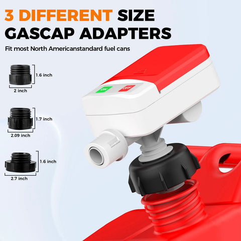 Portable Fuel Transfer Pump With Auto Stop Sensor Prevents Spills 3.2 GPM Automatic Fuel Transfer Kit With Four Tank Adapters