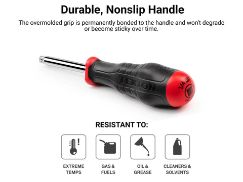 Quarter Inch Drive High Torque Spinner Handle for Quick Fastener Spin and Maximum Leverage with a Serious Grip Three Sided Design