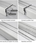 Double Curtain Pelmet Box With Heavy Duty Dual Tracks 3 In 1 Ceiling And Wall Mount Room Divider Curtain Rail For Living Room Bedroom Hotel And Villa White 180cm, track connector detail