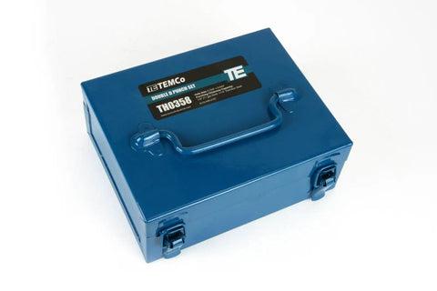 Blue carrying case for Double D Punch Die Set Pro Grade 0.769 In By 0.642 In Knockout Holes With Case Hardened Tool Steel Dies
