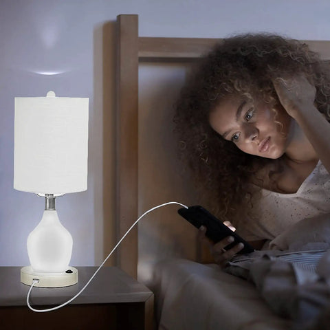 Emergency Battery Back Up Table Lamp With USB Charging And Color Changing Base, Safe Night Light For Nursery And Bedroom, Cozy Vibe Decor Lamp That Looks Great And Keeps You Powered Up During Outages