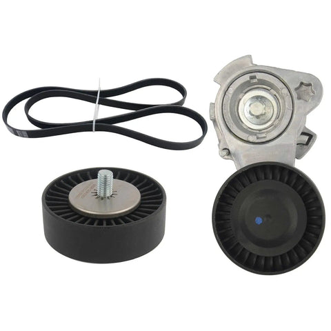 Heavy Duty V Belt Drive Kit Alternator Pulley Tensioner Set For BMW 1 3 5 E81 E90 E60 X3 X5 Z4 Replaces 11288624196 Ap03 on white background