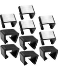 10 Pack Garden Furniture Clips For Wicker And Rattan Chairs shown in black, outdoor sofa fasteners, patio locking clamps