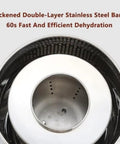 Heavy Duty Electric Countertop Food Dehydrator With Five Stainless Steel Trays view of double-layer stainless steel barrel interior.