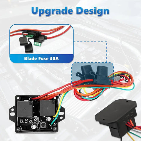 12V/24V Digital Radiator Fan Controller Kit with Adjustable Temperature Range 104 To 230 Fahrenheit, LED Display