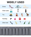 Overbed Hanging Shoe Organizer With Ten Pockets And Sturdy Hooks For RV And Bedroom Storage showing diverse uses