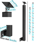 Heavy Duty Square Wrought Iron Railing Spindles With 90 Degree Curved Base For Deck Porch Safety Run Your Stairs Right No Hassle Side Mount Install Indoors Outdoors Rock Solid Guardrail Kit, detailed view with dimensions.