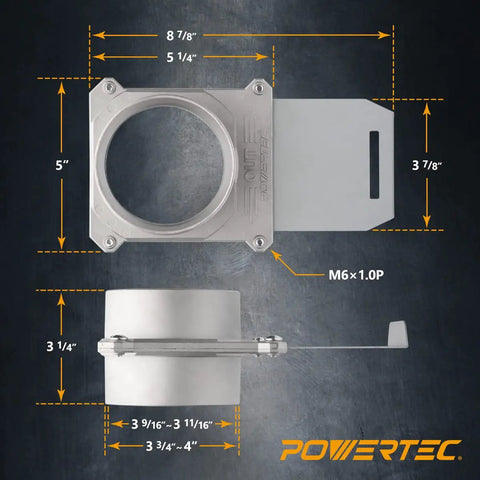 Two 4 Inch Aluminum Blast Gates With Anti Clog And Air Leak Seal For Dust Collection 2 Pack with detailed dimensions