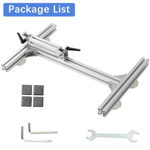 Front view of stand kit for JQDML reciprocating actuator; aluminum alloy frame with angle adjustment, includes 4 magnets, Allen keys, and a wrench.
