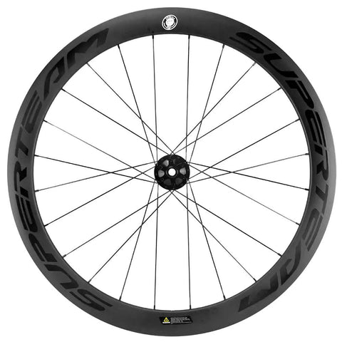 Dope Carbon Road Bike Disc Brake Wheelset 700c Clincher 60mm Deep 23mm Wide Transparent Rim Finish Front View