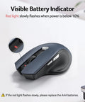 Wireless Mouse For Laptop And PC Desktop With 2.4GHz USB Receiver 6 Buttons And 1600 DPI Adjustable For Medium To Large Hands Cordless No Cable Needed Plug And Play with visible battery indicator flashing red