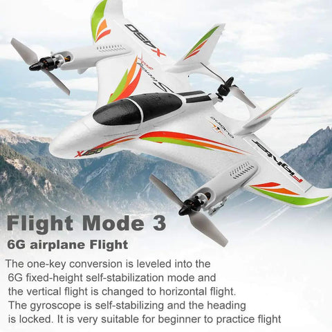 Pro Level RC Airplane For Adults, 2.4G 6CH Glider With 3 Flight Modes, featuring durable EPO construction in flight over mountains