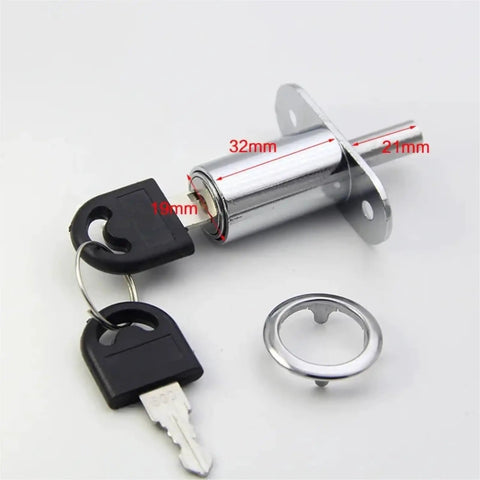 Beefy Heavy Duty Keyed Cam Cylinder Locks for Doors and Cabinets 22mm 32mm Tongue Latch Bolt with keys and lock ring.