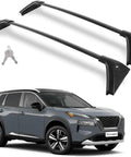 Heavy Duty Roof Rack Cross Bars For Nissan Rogue 2021 2022 2023 2024 2025 With Flush Roof Rails Lockable Aluminum Anti Theft Cross Bars For Cargo Rooftop Luggage And Bike Gear with keys and displayed on Nissan Rogue