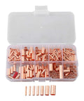 Rock Solid 250 Piece Copper Wire Ferrule Kit With Heavy Duty Non Insulated Butt Terminals And Crimp Connectors For AWG 6-18 Gauge Automotive Electrical Marine Repairs And Awesome DIY Wiring Projects Plus Cool Storage Box Included, copper ferrules in storage box