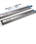Beefy Heavy Duty Drawer Slides With Lock, 3 Fold Full Extension Ball Bearing Rails, Stainless Steel, 650mm, side view