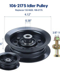 Diagram of 106-2175 idler pulley with dimensions, part of Three Pack Spindle Assembly Kit With Spindle Pulley Idler Pulley And Half Inch By 142 Blades For Toro TimeCutter 50 Inch MX5060 SS5000 Mower Decks Replaces 139-3214 125-5575 106-2175 115-5059-03 119-8820.