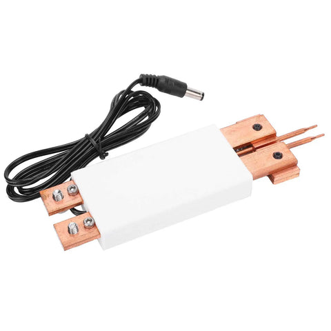 Handheld Spot Welding Pen With Retractable Handle And Japanese Ball Head Pins For DIY Battery Pack Assembly No Power Supply Needed Heavy 800A Current Cordless Tool For Home Projects And Gear Repair close-up image with copper electrode pins and wire.