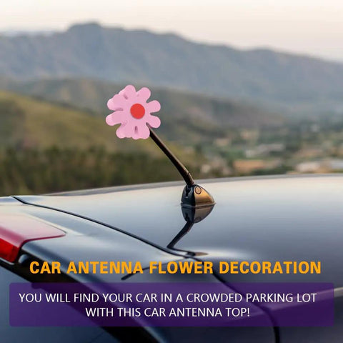 Pink Daisy Car Antenna Topper Totally Cute Aerial Ball Roof Ornament For Women And Men EVA Foam Durable Weatherproof