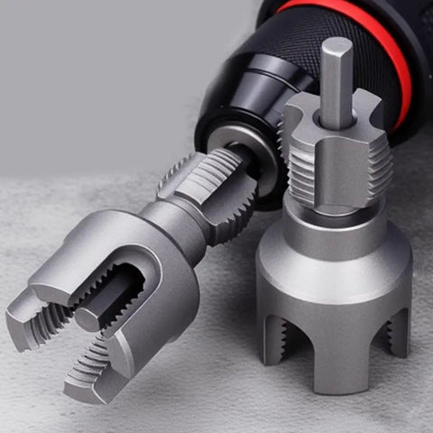 Heavy Duty Pipe Threading Tool Kit For 1/2 And 3/4 Inch Pipes Internal And External Rethreading Electric Drill Compatible Pro Grade
