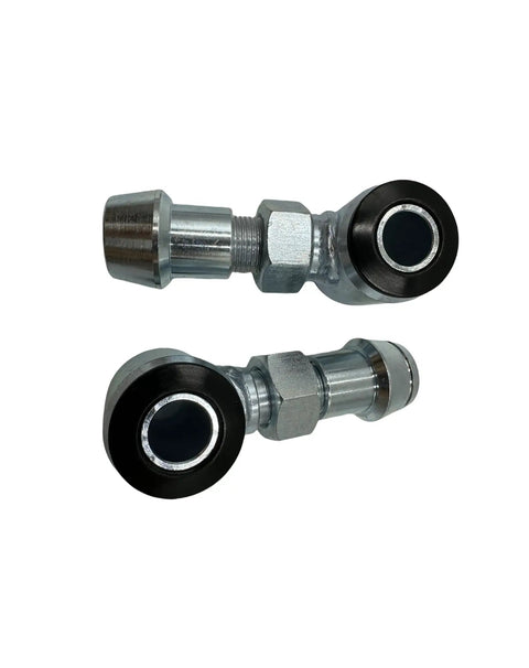 Three Quarter Inch Universal Heim Joint Rod End Kit With Chromoly Joints For Panhard And Four Link Suspension Includes Jam Nut Polyurethane Bushings Five Eighth Inch Dom Crush Sleeves Weld In Bungs For One And Quarter Inch Tube Rear Suspension, 3/4-16 rod end