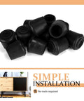 Kick Your Workstation Vibe Up With These Premium Round Rubber Chair Leg Tips And Heavy Duty Floor Guard Caps featuring round black rubber caps stacked.