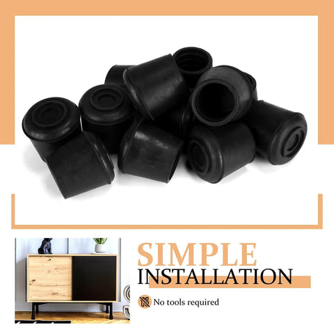 Kick Your Workstation Vibe Up With These Premium Round Rubber Chair Leg Tips And Heavy Duty Floor Guard Caps featuring round black rubber caps stacked.
