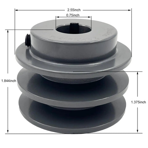 Double Groove V Belt Pulley 2AK25 3/4 Inch Bore 2.55 Inch OD For A AX 3L 4L Belts Cast Iron Motor Pulley With Standard 3/16x3/32 Keyseat