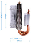Low Profile Cpu Cooler With Rgb Pwm Fan And Aluminum Heatsink For Raspberry Pi 4B 3B Plus 3B silver heatsink with copper pipe and dimensions.