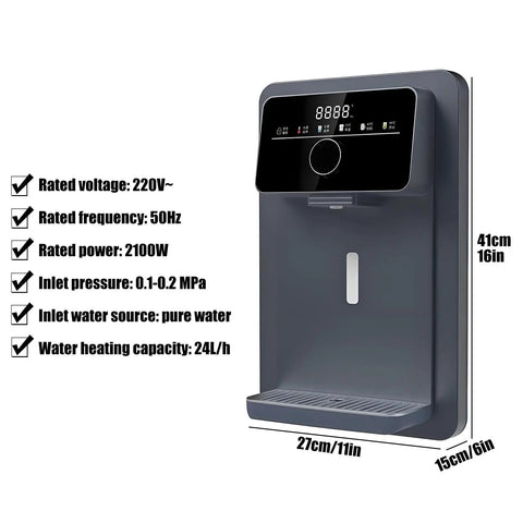 Wall Mounted Mains Fed Water Dispenser with Instant Heat and Adjustable Temperature, 2200W, Office Water Cooler