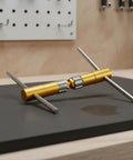 Bottom Bracket Thread Repair Tool Set With Tapper Thread Chaser Tapping And Facing Tools For Cleaning Damaged Threads And Reducing Cross Threading Pro Grade For Workshop Service And Bike Build Maintenance, gold metal tool